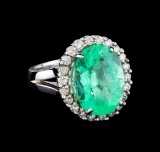 9.20 ctw Emerald and Diamond Ring - 14KT White Gold