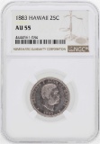 1883 Kingdom of Hawaii Quarter Coin NGC AU55