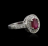 14KT White Gold 0.89 ctw Ruby and Diamond Ring