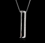 14KT White Gold 0.16 ctw Diamond Pendant With Chain
