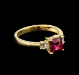 1.09 ctw Pink Tourmaline and Diamond Ring - 14KT Yellow Gold