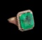 11.44 ctw Emerald and Diamond Ring - 14KT Rose Gold