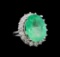 GIA Cert 16.24 ctw Emerald and Diamond Ring - 14KT White Gold
