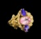 4.20 ctw Multi Gemstone and Diamond Ring - 14KT Yellow Gold