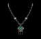2.90 ctw Emerald and Diamond Necklace - 18KT White Gold
