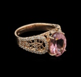 3.37 ctw Pink Tourmaline and Diamond Ring - 14KT Rose Gold