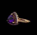 2.95 ctw Amethyst, Pink Sapphire, and Diamond Ring - 14KT Rose Gold