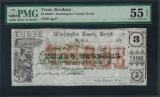 1860's $3 Washington County Script Note PMG About Uncirculated 55EPQ
