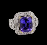 14KT Two-Tone Gold 7.46 ctw Tanzanite and Diamond Ring