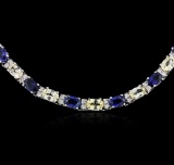 14KT White Gold 28.08 ctw Sapphire and Diamond Necklace