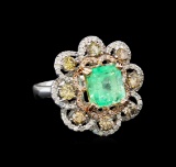 14KT White Gold 2.96 ctw Emerald and Diamond Ring