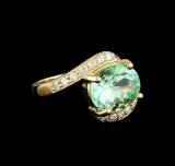 4.34 ctw Emerald and Diamond Ring - 14KT Yellow Gold