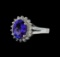 2.96 ctw Tanzanite and Diamond Ring - 14KT White Gold