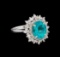 3.03 ctw Apatite and Diamond Ring - 14KT White Gold