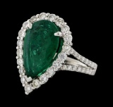 4.05 ctw Emerald and Diamond Ring - 14KT White Gold