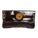 Balenciaga Black Lambskin Leather Clutch Handbag