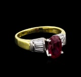 1.99 ctw Ruby and Diamond Ring - 18KT Two-Tone Gold