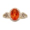 1.53 ctw Fire Opal and Diamond Ring - 14KT Yellow Gold