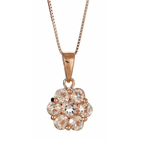 0.16 ctw Morganite and Diamond Pendant - 10KT Rose Gold