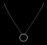 0.50 ctw Diamond Circle Pendant with Chain - 18KT White Gold