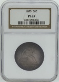 1870 Seated Liberty Proof Half Dollar Coin NGC PF63