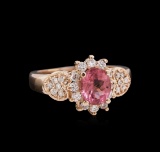 1.15 ctw Pink Tourmaline and Diamond Ring - 14KT Rose Gold