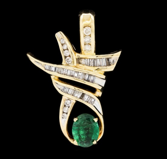 2.07 ctw Emerald And Diamond Pendant - 14KT Yellow Gold