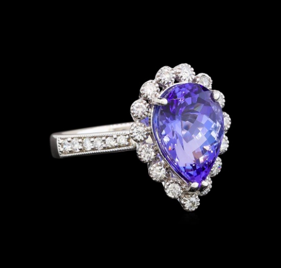 14KT White Gold 3.73 ctw Tanzanite and Diamond Ring