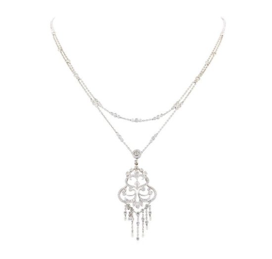 1.30 ctw Diamond Necklace - 14KT White Gold