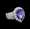 14KT White Gold 4.32 ctw Tanzanite and Diamond Ring