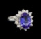 14KT White Gold 3.00 ctw Tanzanite and Diamond Ring