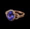3.59 ctw Tanzanite and Diamond Ring - 14KT Rose Gold