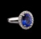 3.98 ctw Tanzanite and Diamond Ring - 14KT White Gold