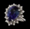 7.60 ctw Tanzanite and Diamond Ring - 14KT White Gold