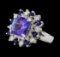 4.81 ctw Tanzanite and Diamond Ring - 14KT White Gold