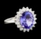 4.09 ctw Tanzanite and Diamond Ring - 14KT White Gold