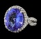 8.44 ctw Tanzanite and Diamond Ring - 14KT White Gold