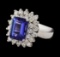 4.24 ctw Tanzanite and Diamond Ring - 14KT White Gold