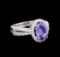 1.73 ctw Tanzanite and Diamond Ring - 14KT White Gold