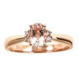 0.74 ctw Morganite and Diamond Ring - 14KT Rose Gold