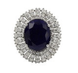 8.76 ctw Sapphire and Diamond Ring - 14KT White Gold