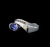 0.86 ctw Tanzanite and Diamond Ring - 14KT White Gold