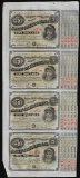 Uncut Sheet of (4) State of Louisiana Baby Bond Obsolete Notes