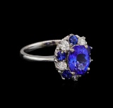 2.55 ctw Tanzanite, Sapphire and Diamond Ring - 14KT White Gold