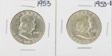 Lot of 1953 & 1953-D Franklin Half Dollar Silver Coins