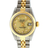 Rolex Ladies 2 Tone 14K Champagne Diamond 26MM Datejust Wristwatch