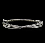 1.25 ctw Diamond Bangle Bracelet - 14KT White Gold