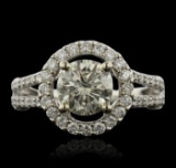 14KT White Gold 1.52 ctw I-1/Very Light Yellow Diamond Ring