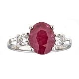 2.84 ctw Ruby and Diamond Ring - 18KT White Gold