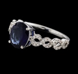 2.06 ctw Sapphire and Diamond Ring - 14KT White Gold
